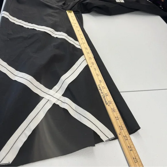 Ozai N Ku Wide Leg Pants Ribbon Appliqué Asymmetric Cutout Hem Zip Elastic Waist - Picture 14 of 16